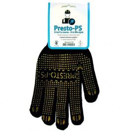 Перчатки 103CHG черно-желтые трикотажная для строительных работ (Presto-PS)